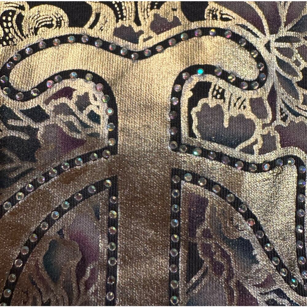 Juicy Couture Women's Size Large Charcoal Gray Sweatshirt with Gold Jeweled Logo - Picture 9 of 9